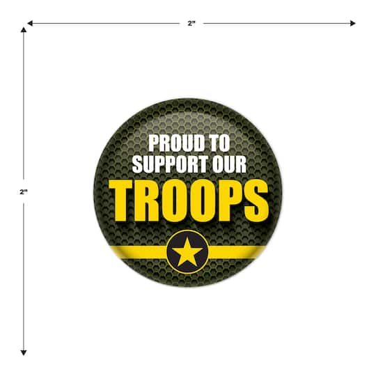Beistle 2" Green & Yellow Proud To Support Our Troops Buttons, 6ct.